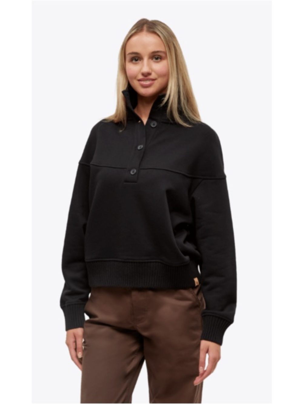 Tentree Milner Mock Neck Black
